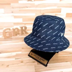 【ニューエラ】インディゴ デニム 総柄 バケットハット コットン 紺ネイビー