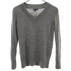 GAP ギャップ ウール 長袖 Vネック セーター M グレー ニット レディース 古着