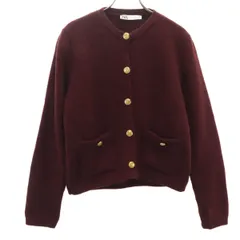 ZARA ザラ 長袖 ニットカーディガン L ボルドー レディース 古着
