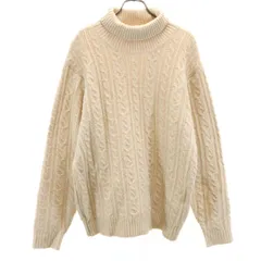 nano universe ナノユニバース 長袖 タートルネック セーター M 生成り ケーブルニット メンズ 古着