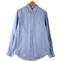 古着 ラルフローレン Ralph Lauren 長袖 リネン ボタンダウンシャツ メンズL相当/eaa601708