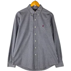 古着 ラルフローレン Ralph Lauren POLO by Ralph Lauren CUSTOM FIT ギンガムチェック 長袖 ボタンダウンチェックシャツ/eaa601721