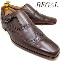 ほぼ未使用】REGAL リーガル ウィングチップ モンクストラップ Y707 茶