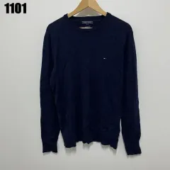 M トミーヒルフィガー TOMMY ケーブル編み ケーブル ニット ネイビー