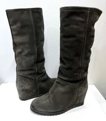 37(23.5cm)◆FABIO RUSCONI｜ファビオ ルスコーニ  スエード インヒールブーツ  ムートン 靴