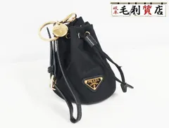 プラダ PRADA ミニアイコン ナイロン ブラック ゴールド ロゴ バッグチャーム 巾着 ユニセックス【中古】小物