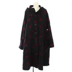 慈雨／黒✕赤ロングコート40センソユニコ タグ付き 慈雨 センソユニコ コーデュロイ ロングコート ドット 水玉