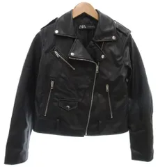ザラ ZARA 美品 ライダースジャケット フェイクレザー 憲章 ダブル L 黒 ブラック /KR