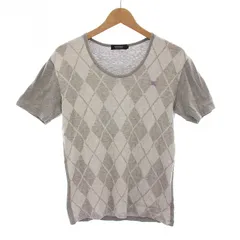 バーバリーブラックレーベル BURBERRY BLACK LABEL Tシャツ カットソー アーガイル柄 半袖 2 グレー BMV18-102-04 /YM