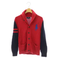 ポロ ラルフローレン POLO RALPH LAUREN ショールカラー カーディガン ニット M 赤 レッド 紺 ネイビー /AT ■OS