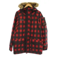 コロンビア Columbia OMNI-TECH ナイロン マウンテンパーカー ジャケット コート チェック フード ファー M 赤 黒 PM2156 /☆G