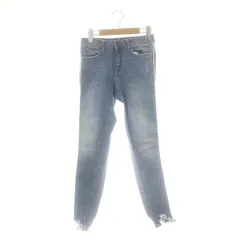 ザラ ベーシック ZARA BASIC デニムパンツ ジーンズ スキニー サイドライン ダメージ加工 USA02 ブルー 緑 白 /ES ■OS ■AX