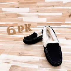 【アグ】UGG アンスレー 3312 モカシン 22.0 黒ブラック×ベージュ