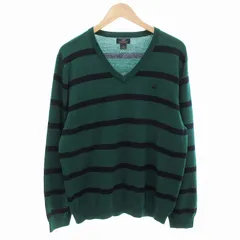 ブルックスブラザーズ BROOKS BROTHERS 346 セーター ニット 長袖 Vネック ボーダー メリノウール L グリーン /JS