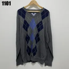XXL トミーヒルフィガー アーガイル グレー ニット