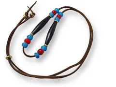 インディアンジュエリー ビーズネックレス 牛骨 革ひも フェイクスエード　ナバホ ホワイトハーツ ターコイズ カウボーン, INCA