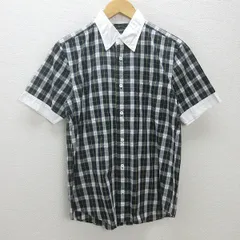 Q■ユナイテッドアローズ/UNITEDARROWS B＆Y チェック半袖ボタンダウンシャツ■緑【メンズM】MENS/78【中古】