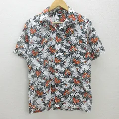 Q■ディズニー/DISNEY ミッキー総柄アロハシャツ/半袖■白【 L 】MENS/81【中古】