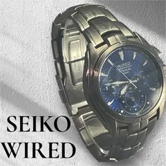SEIKO セイコー WIRED ワイアード クロノグラフ 文字盤ブルー チタン TITANIUM タキメーター スクリューバック 7t11-0aj0 メンズ腕時計 電池新品交換済 稼働品 軽量 薄型