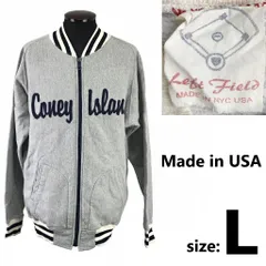 USA製★LEFT FIELD NYC コニーアイランド★ベースボール/バーシティ風スウェット/ジップジャケット【メンズL/グレー】アウター/ブルゾン/Jumper◆BJ118-c<sale>