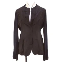 ブルネロクチネリ BRUNELLO CUCINELLI リネン ジャケット 44 茶系 ダークブラウン 切替 ステッチ スナップボタンのサムネイル