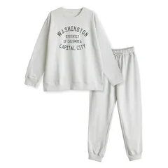 【新品】 パジャマ レディース 綿100% 裏毛素材 柔らかい 快適 上下セット 長袖 無地 春 秋 通年 グレー 通気性 Mサイズ 0