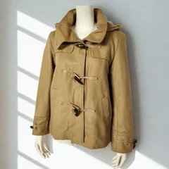 ジーナシス JEANASIS　ウール混 脱着ボアフード ショートダッフルコート　マスタード　レディース