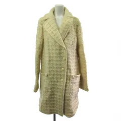 マックス&コー MAX&CO. ロングコート チェック ウール アイボリー 48 ■GY22