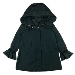 極美品★MONCLER・モンクレール ATHELAS ガールズ ラバーブランドアイコンワッペン フード付き バックプリーツ フレアスリーブ ダブルジップボタン比翼仕立て コート 2021年モデル(10A/140㎝)アウター 秋冬物 カジュアル ロングコート