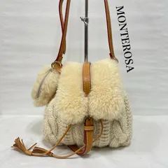 古着 ムートン ニット ショルダー バッグ ファー ケーブル編み ポーチ付き レディース - ISItems【USED】【古着】【中古】50146996