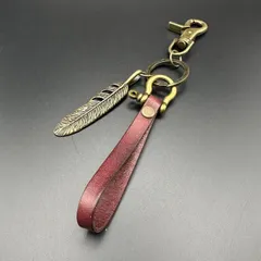 キーリング フェザー キーホルダー ブラウン レザー バッグチャーム レトロ おしゃれ