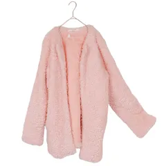 F【Emsexcite / エムズエキサイト】もこもこピンクファーコート 軽量 両サイドポケット 裏地あり 秋冬 S983 2212E1765