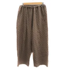 サマンサモスモス SM2 ガウチョパンツ ワイドパンツ イージーパンツ 七分丈 リネン ドット柄 F ブラウン /YK14