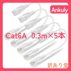Ankuly Cat6A LANケーブル 短い 0.3m 5本セット RJ45コネクタ 10Gbps サーバー 企業様向け 業務用 イーサネット 家庭用 有線lan 全長さ30cm