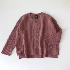 アーバンリサーチドアーズ URBAN RESEARCH DOORS ハミルトンウールアラン柄ニット ピンク Vネック