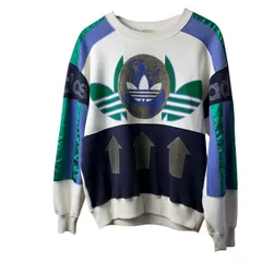 adidas Color Block Logo Sweatshirt Gold Print M-L