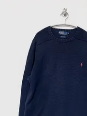 【Polo RALPH LAUREN】90-00s 刺繍ロゴ コットンニット M ポロラルフローレン セーター 古着