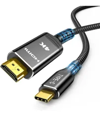 ★Highwings USB Type C HDMI 変換ケーブル 4K@60Hz 単方向通信 タイプC to HDMI 変換 ナイロン編み 映像出力Thunderbolt 3/4 (ブラック, 1.8m)