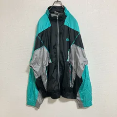 【銀タグ】90s NIKE ナイキ　バック刺繍　ナイロンジャケット　黒緑　L