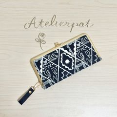 ★ミナペルホネン★jungle relief blueのがま口財布 再販】ミナペルホネン jungle relief(blue) がま口二つ折り財布 二