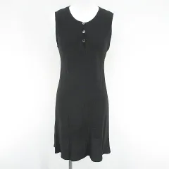 ノースリーブ 膝上 ミニ フレアワンピース ワンピース 9 黒系 ブラック シースルー 透け感 無地