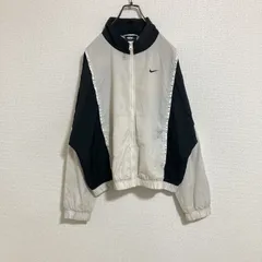 【バックロゴ刺繍】00s NIKE ナイキ　ナイロンジャケット　黒グレー　レディースS