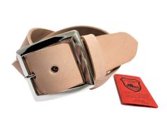 栃木レザーベルト　ナチュラル　磨きニッケル鍍金（めっき）　４０ｍｍ幅　一枚革