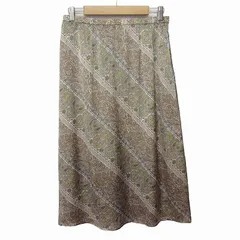 レリアン Leilian スカート ロング サテン ペイズリー柄 13 ベージュ