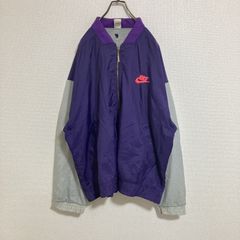 古着USA製フルジップ中綿ナイロンジャケット紫パープル黒ブラック L 