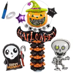 【新品】 deerzon ハロウィン 置き型 飾り 装飾 飾り付け セット バルーン 風船 カボチャ バルーンスタンド 付き(バルーンタワー) 1