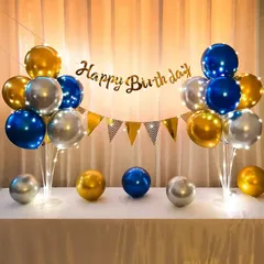 【新品】 PRATYUS 風船誕生日パーティーバルーンセット バルーンスタンド ホルダー HappyBirthDayガーランド 誕生日デコレーション スターライトバースデー飾り (ブルー) 1
