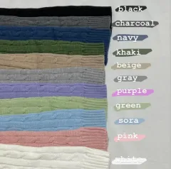 ケーブル編みニット長袖カーディガン（ブラック）