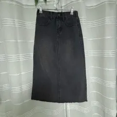 デニムロングスカート ブラックデニムスカート S (12月まで販売)