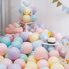 【迅速発送】BTZO バルーン 風船 100個入 10インチ ラウンド マカロンカラー ゴム風船 パステルマット 飾り付け 誕生日 結婚式 店舗装飾 パーティー 運動会 文化祭 バルーンアート ミックス 0